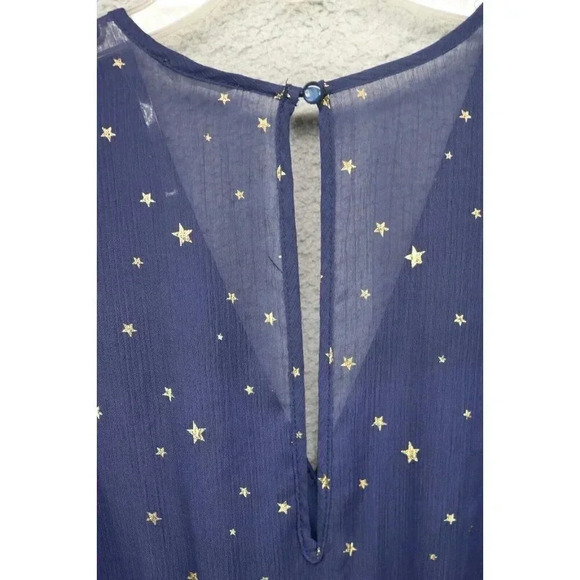 Altar's State Navy Blue w/Gold Stars Dress-Size XL-Long Semi-Sheer Sleeves-Lined - Picture 6 of 8